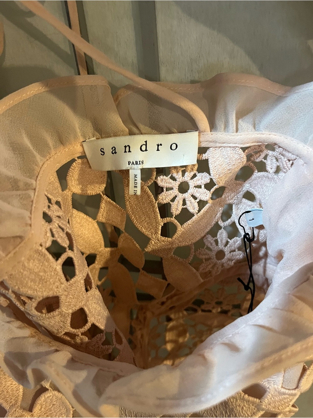 Sandro Blush Guipure Lace Mini Dress XS/S size Fr 1 - Picture 6 of 12